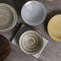 Plat à riz en céramique de style chinois rétro, surface mate, compatible lave-vaisselle et micro-ondes, idéal pour la cuisine japonaise et coréenne