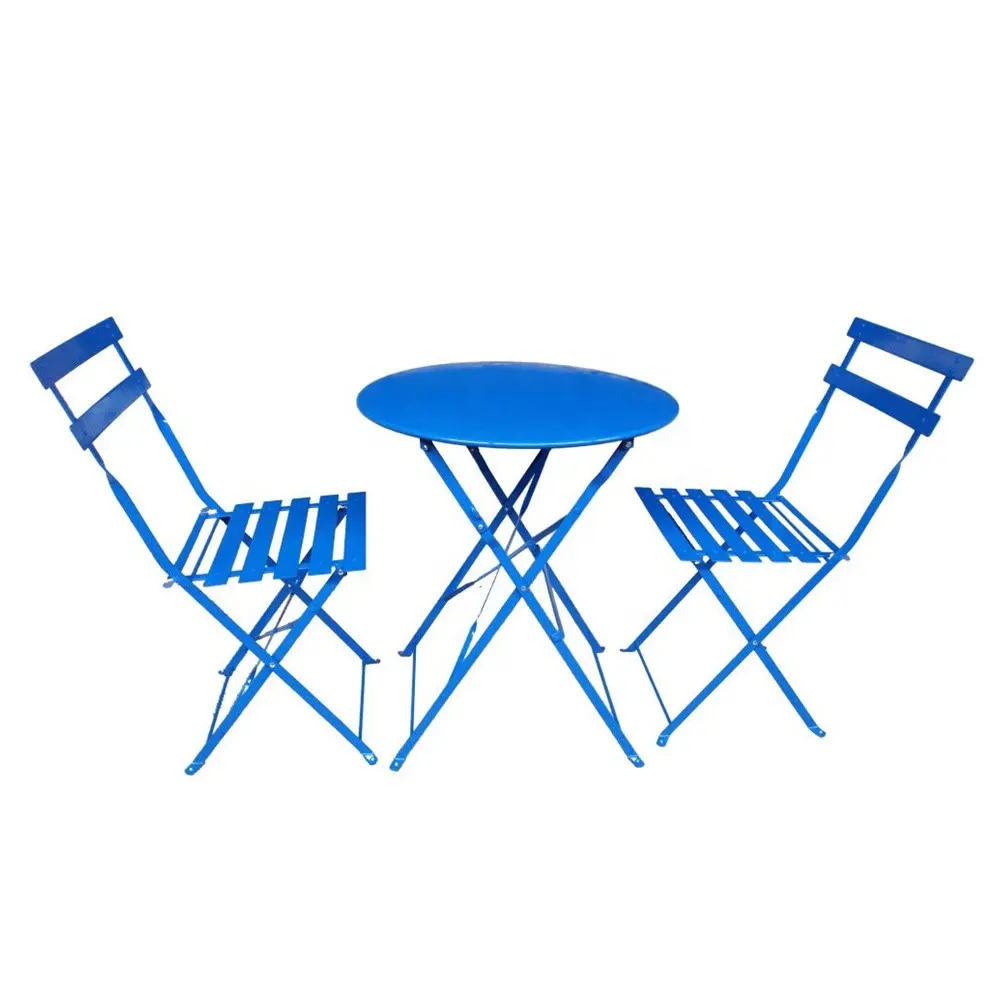 2023 Outdoor beliebte Italien Bistro Set, Terrasse Café Stahl Klapp Esstisch und Stühle Garten Hinterhof Möbel Set