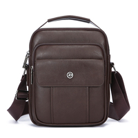 Tas Selempang Pria Bahan PU Anti Air, Tahan Gores, dengan Tutup Magnetik, Model Crossbody Messenger