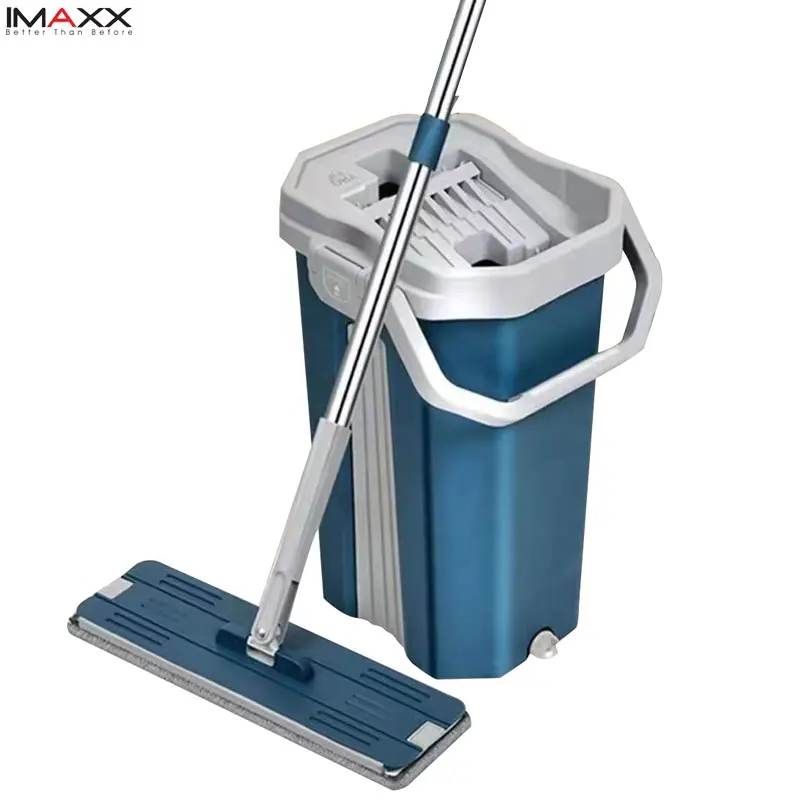 Free Hand Washing Flat Mop Fiber Cleaning Cloth Home Kitchen Mop and Bucket Set for floor cleaning