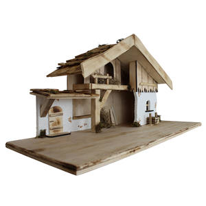 Cabane de montagne alpine ZICOM unique faite à la main, 69 x 30 x 35 cm, pour figurines de 8 à 10 cm, décorations de Noël stables, en bois, fabriquée en Allemagne - Product Image 3