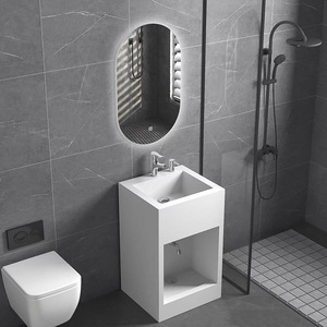 Dwu009 Lavabo en porcelaine monobloc à découpe irrégulière, à trou unique, durable, pour usage extérieur - Product Image 1