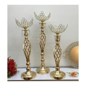 LDJ1087 Gold Cyrtstal Centerpiece Vase Candlestick Candle Holder for Wedding <strong>Table</strong> <strong>Top</strong> <strong>Decoration</strong> - Product Image 1