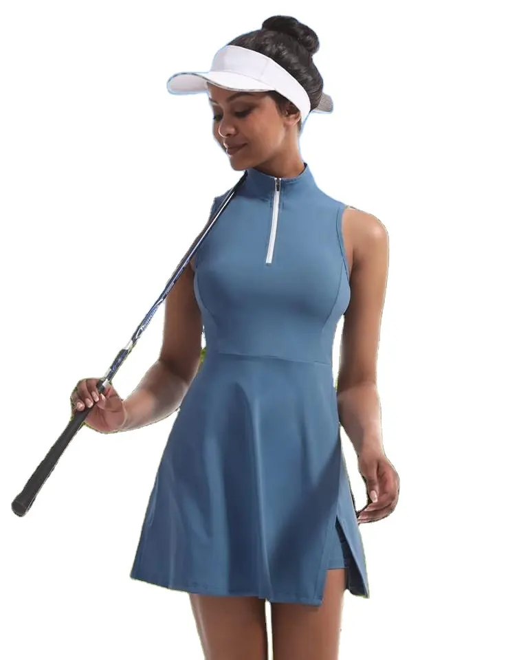 Best Selling Summer Women's Sports Tennis Dress Zipper Racing Exercise Athletic Golf Dresses