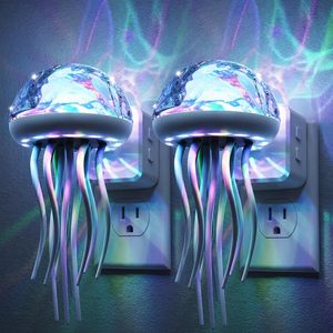 ไฟกลางคืน RGB โปรเจคเตอร์แมงกะพรุน พร้อมเซ็นเซอร์ตรวจจับแสง 180 องศา °   ไฟกลางคืนแบบหมุนได้สำหรับห้องนอนสำหรับผู้ใหญ่ ของขวัญสำหรับวัยรุ่นหญิง - Product Image 1