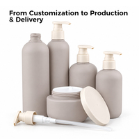Bouteille de lotion ronde Boston mate de 100, 200, 300, 500 ml avec pompe distributrice, étiquette personnalisée, bouteille de shampoing et d'après-shampoing en HDPE