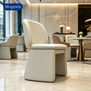 Silla de Comedor Moderna Tapizada Estilo Bloque con Patas Integradas, Silla Lateral sin Brazos en Beige/Negro para Comedor y Cocina - Product Image 2