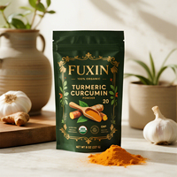 Sachet refermable personnalisé avec fermeture éclair pour poudre de curcuma biologique, épices et emballage alimentaire