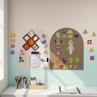 Autocollants muraux magnétiques en feutre écologique, forme personnalisée, amovibles, pour enfants, style maison en arc