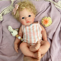 18 Zoll lebensechte, gewichtete, flexible Vollsilikon-Reborn-Puppen mit handgerootetem lockigem Haar und offenem Mund – ideal für Geschenkshops