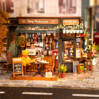 Robotime Rolife 3D Puzzles en bois assemblés jouets DG167 Tipsy Restaurant Kit fait main DIY Miniature Maison