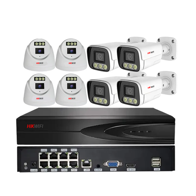 HIKWIFI 8ch Full Color 4K/8MP CCTV Camera Kit with Audio Smart NVR POE System for Home Security  Systems