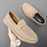 Mocassins Penny en daim pour hommes, à enfiler, avec semelle en chanvre tressé, légers, décontractés, pour la marche et la conduite
