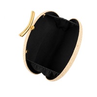 Pochette personnalisée en paille tressée pour femme, sac de soirée tissé avec fermoir métallique doré, sacs à main rigides en polyester tendance