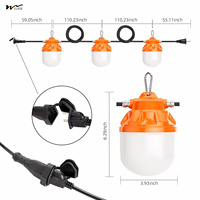 Guirlandes lumineuses LED de chantier 150W 15000LM, portée 30m, télécommande, étanches IP67, anti-chute, ampoules intelligentes pour