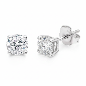 Pendiente de diamante solitario, piedra Natural auténtica certificada, 0,60 CT, en oro blanco sólido de 14Kt - Product Image 2