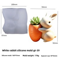 Moule en silicone moderne pour pot de fleurs, tasse de rangement en résine époxy DIY, motif lapin blanc, pour aromathérapie et plâtre ciment