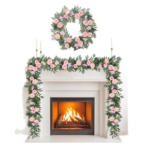 Guirlande artificielle de roses, pivoines et feuilles de saule Zongwang pour décoration de mariage et de maison, rose, bleu, champagne, blanc, 6 pieds - Product Image 5