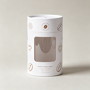 Custom Coffee Bean Cylinder Paper <b>Box</b> With Clear <b>Display</b> Window Kraft Cardboard Round Tube Packaging Custom Logo Printed - Product Image 5