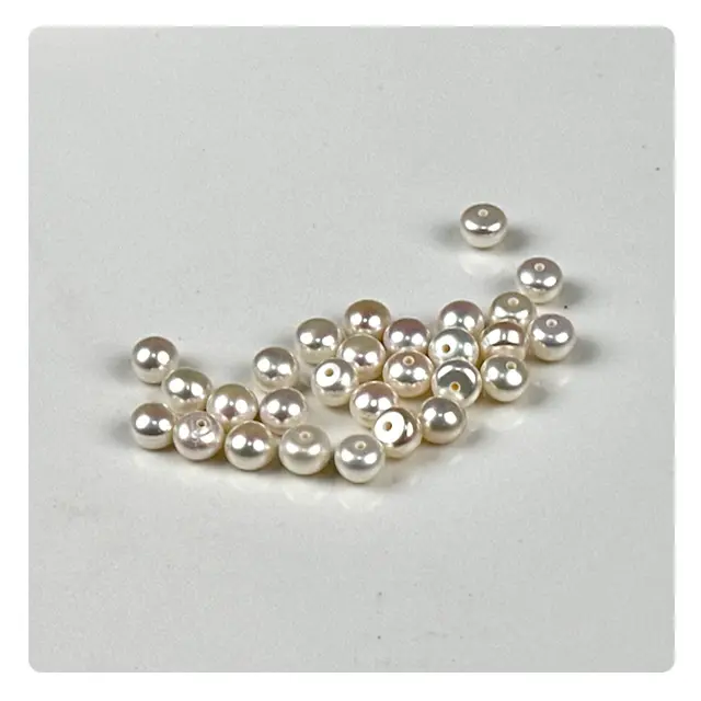 6-12mm En Gros Naturel Blanc Perle D'eau Douce Paires Bouton Perle Perla Perles Perles Perle En Vrac Pour Bijoux