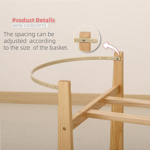 Cesta Mecedora de Madera de Color Natural con Soporte, Base Mecedora de Madera Maciza con Anillo Metálico Curvo <span class=keywords><strong>para</strong></span> Bebés Recién <span class=keywords><strong>Nacidos</strong></span> - Product Image 5