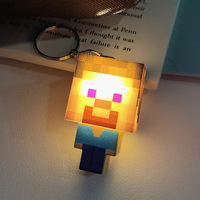 Nouvelle Lanterne de Mineur Créative Yakelike en Acrylique 3D, Porte-clés Mousqueton Lumineux Étanche pour Sac, Motif Dessin Animé