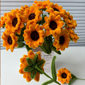 Ramo <span class=keywords><strong>de</strong></span> Girasoles Realistas Hechos a Mano con Limpiapipas para Decoración <span class=keywords><strong>de</strong></span> Mesa del Hogar para el Día <span class=keywords><strong>de</strong></span> la Madre, Flor Artificial DIY - Product Image 3