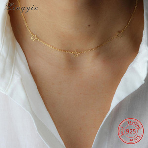 Lyn0152 <span class=keywords><strong>Oro</strong></span> lunga collana a catena <span class=keywords><strong>in</strong></span> argento Stella di Fascino Collana <span class=keywords><strong>in</strong></span> argento a catena per il pendente - Product Image 2