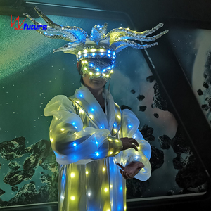 Traje de Payaso LED Brillante en la Oscuridad, <span class=keywords><strong>Ropa</strong></span> de Circo Burlesque <span class=keywords><strong>para</strong></span> Espectáculos de Magia y Rave, Traje LED de 1 Pieza - Product Image 4