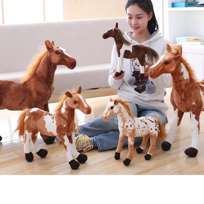 2023 neue Simulation Haustier Spielzeug für Kinder spielen Geschenk Tier Haustier Plüsch tier Wohnkultur Pferd Form kleines Pony Tier Plüschtiere
