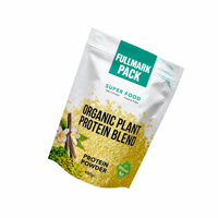 Sachet d'emballage personnalisé en forme de pochette pour protéines végétales et poudre de champignons, idéal pour les produits nutritionnels de détail avec impression multi-SKU
