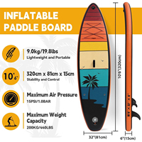 Planche de paddle gonflable portable en PVC haute résistance EIGFOH SB014 colorée, ensemble de planche de surf souple, planche de pêche, océan