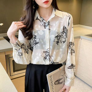 Camisa con Estampado Floral para Mujer, Nueva Blusa Holgada de Trabajo para Primavera, Mangas Largas, Blusas Básicas de Gasa, Camisas y Tops para Otoño - Product Image 6