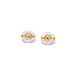 Pendientes de Moda con Diseño Redondo en Acero Inoxidable 316L con Baño de Oro PVD, Color Lavanda, Resistentes y Sostenibles - Product Image 1