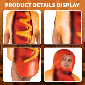 SINSEN ชุดฮอทดอกผู้ใหญ่สำหรับทุกเพศฮาโลวีนชุดแฟนซีปาร์ตี้ชุดผู้ชายผู้หญิงคาร์นิวัลคอสเพลย์ - Product Image 5