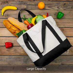 Wholesale Custom Printed Logo Reusable Colors Stitching Large Capacity Cotton Canvas Shopping Tote <b>Bag</b> Letter Pattern Custom - Product Image 5
