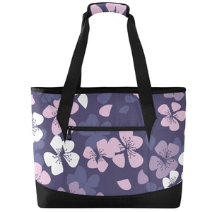 Hawaiian Custom Hau Flower Thermal Lunch Box Shoulder Bags Durable Oxford <b>Material</b> Insulated <b>Cooler</b> Lunch Tote Bag - Product Image 2