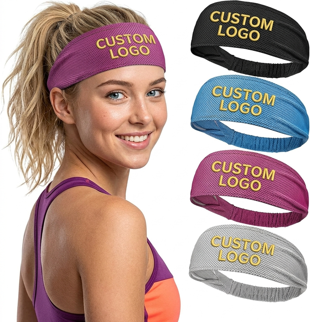 Cooling Towel for Women Custom Logo Disposable Instant Cooling Moisture Wicking Non-Slip Microfiber Sweatbands for Sports