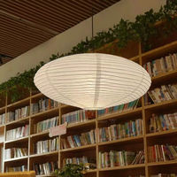 Lustre LED décoratif en forme de soucoupe volante UFO en papier de riz de style japonais pour chambre à coucher, bureau, magasin de vêtements, salon de thé