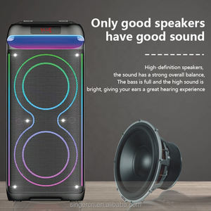 Enceinte Bluetooth portable double 8 pouces DR-8819 avec éclairage LED, pour fêtes en extérieur, sans fil, en plastique, avec fonction chant, alimentation CA/batterie - Product Image 5