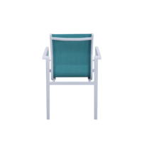 Chaise de salle à manger d'extérieur en aluminium et tissu Teslin, empilable, respirante, pour hôtel, patio, restaurant, jardin, villa, café