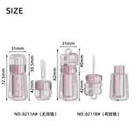 Tube de brillant à lèvres transparent 3 ml Jinze avec logo personnalisé, grand applicateur carré, emballage cosmétique vide