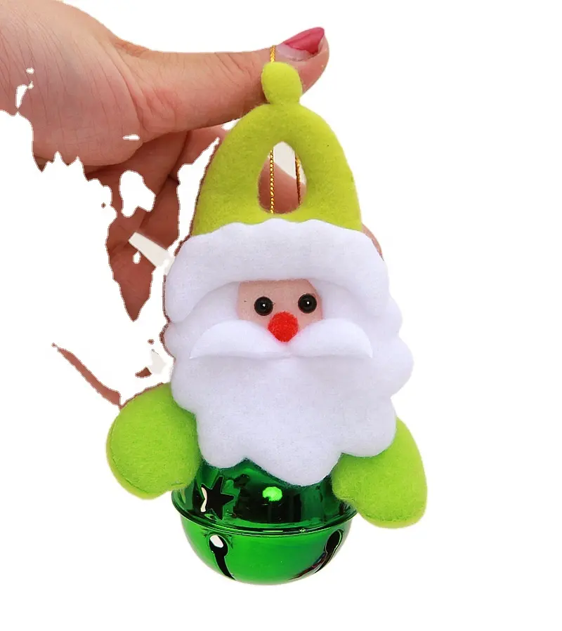 High quality Shiny Green Cute Christmas Tree Decorated Bell Christmas Tree Hanging Metal Bell
