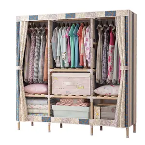 Modern Simples Wardrobe Tecido Folding Pano Armazenamento Gabinete DIY Montagem Fácil Instalar Reforço