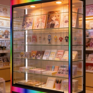 Vetrina per Modellini Auto con Vetro Temperato Personalizzato e Base Illuminata a LED Colorati, Espositore per Prodotti da Smoke Shop - Product Image 2