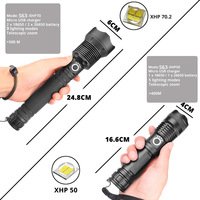 APCITL Haute puissance XHP70.2 USB Rechargeable Lampe torche LED télescopique zoomable avec affichage de puissance Lumens Lampe de poche Ni-APCITL