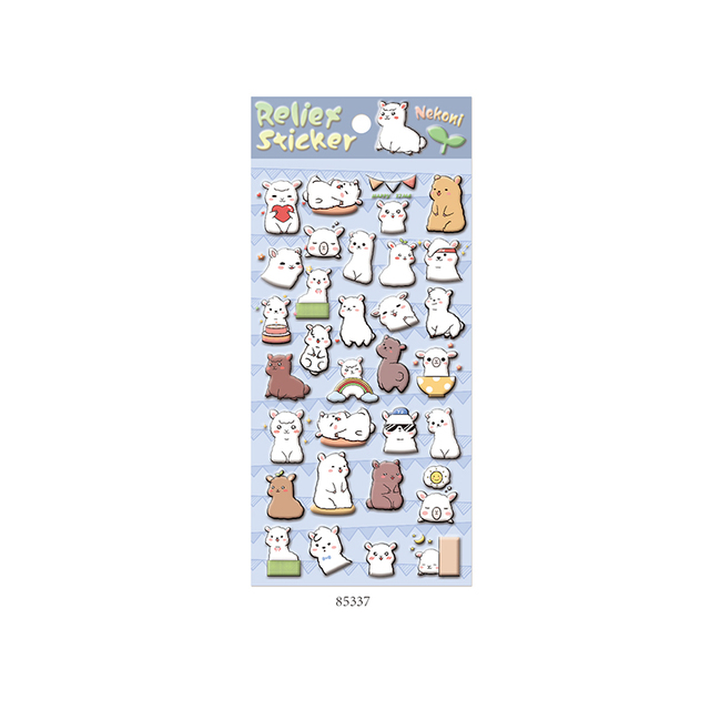 Nekoni 3D Puffy Stickers Foam Kid Cute Cut Kawaii Animal Foam 3D Sticker for Mobile Phone Stickers