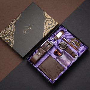 Cross-border Souvenir Business <strong>Gift</strong> <strong>Set</strong> Leather Belt <strong>Wallet</strong> Perfume Keychain Pen Men's Quartz <strong>Watch</strong> Case Thanksgiving Model - Product Image 2