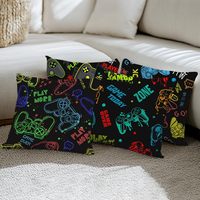 Housses de coussin décoratives pour salle de jeux pour garçons, 4 pièces, taie d'oreiller de jeu 18x18 pouces, accessoires de décoration pour salle de jeux pour adolescents