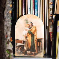 Produits en stock, plaque en MDF religieuse catholique chrétienne en forme d'arche - Souvenir Saint Joseph, impression UV, réutilisable, décoration intérieure